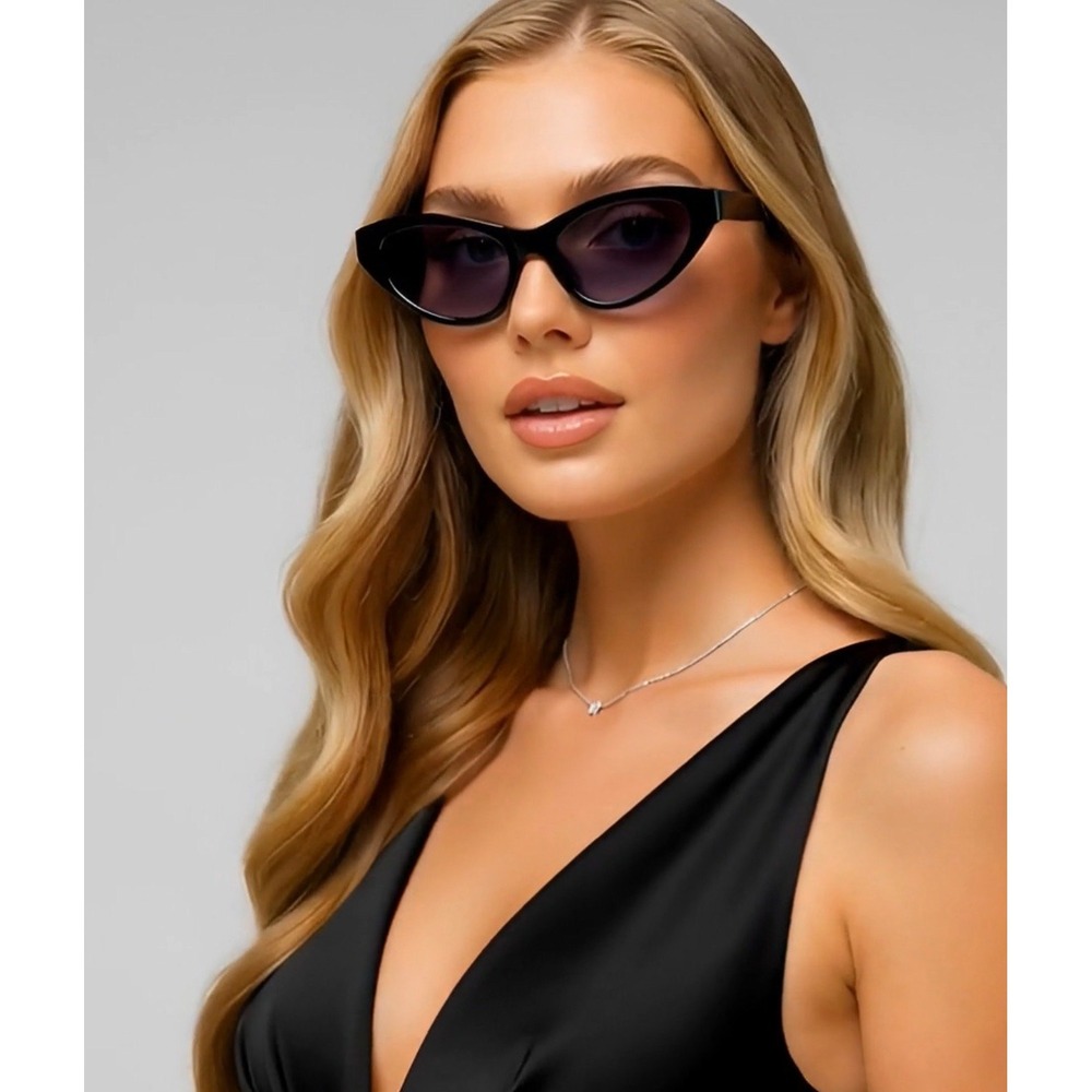 Black Cat Eye Women Sunglasses Luxury Gradient Smoke Lens Retro Chic Trendy 2026